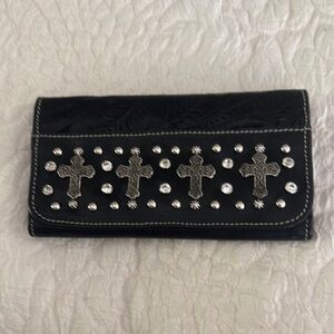 Black Studded Cross Women's Clutch